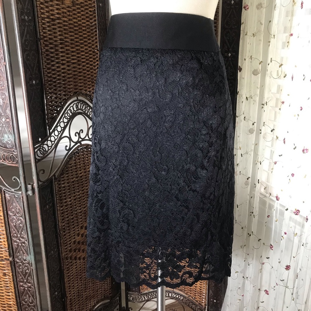 Maurices Black Lace Midi Skirt